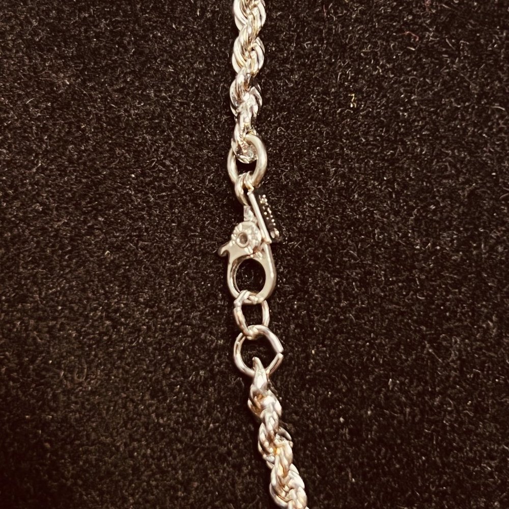 Monet Silver Tone Rope Chain Necklace 16" (3847) - Picture 5 of 6